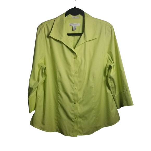 Chico's Women's Pastel Green Cotton Button Front Top Sz 3 (XL) - Picture 1 of 5